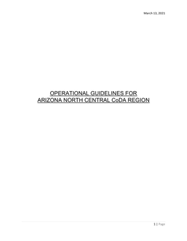 OPERATIONAL GUIDELINES for ARIZONA NORTH CENTRAL Coda REGION