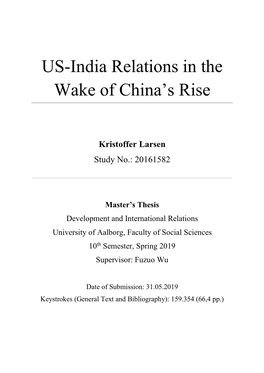 US-India Relations in the Wake of China's Rise