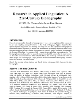 Research in Applied Linguistics © 2020 Appling.Fanatic