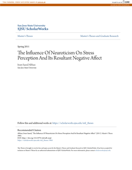 The Influence of Neuroticism on Stress Perception and Its