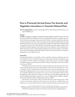 Fire Severity and Vegetation Interactions in Yosemite National Park