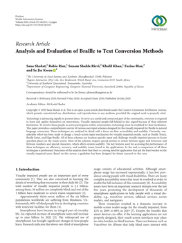 Analysis and Evaluation of Braille to Text Conversion Methods