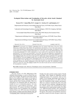 Ecological Observations and Germination of Sterculia Chicha Seeds Colonized by Anastrepha Bezzii