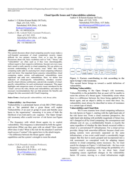 Cloud Specific Issues and Vulnerabilities Solutions Author 4: B.Suresh Kumar (M.Tech), Author 1: C.Kishor Kumar Reddy (M.Tech), Dept