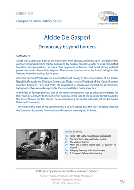 Alcide De Gasperi Democracy Beyond Borders