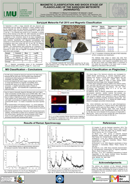 MAGNETIC CLASSIFICATION and SHOCK STAGE (OF PLAGIOCLASE) of the SARIÇIÇEK METEORITE (HOWARDITE) MS Classification – Conclusi