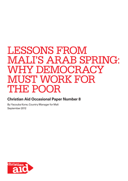 Lessons from Mali's Arab Spring: Why Democracy Must Work for the Poor