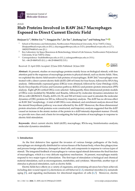 Hub Proteins Involved in RAW 264.7 Macrophages Exposed to Direct Current Electric Field