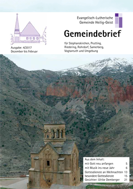 Gemeindebrief Für Stephanskirchen, Prutting, Ausgabe: 4/2017 Riedering, Rohrdorf, Samerberg, Dezember Bis Februar Vogtareuth Und Umgebung