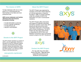 The Mission of AXYS Donate to the XXYY Project