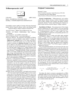 TRIFLUOROPERACETIC ACID 1 Triﬂuoroperacetic Acid1 Original Commentary