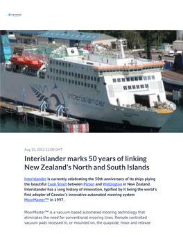 Interislander Marks 50 Years of Linking New Zealand's North and South Islands