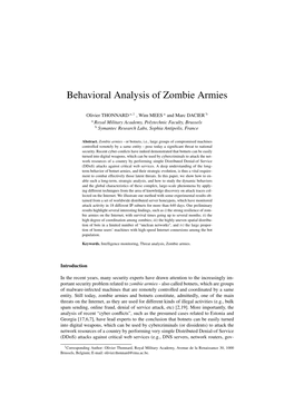 Behavioral Analysis of Zombie Armies