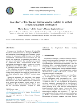 Case Study of Longitudinal Thermal Cracking Related to Asphalt Concrete Pavement Construction