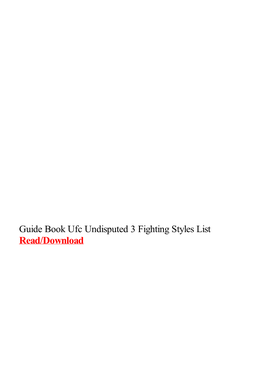 Guide Book Ufc Undisputed 3 Fighting Styles List