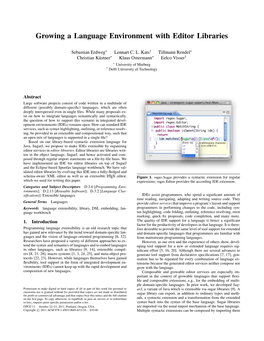 Growing a Language Environment with Editor Libraries