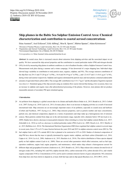 Ship Plumes in the Baltic Sea Sulphur Emission Control Area