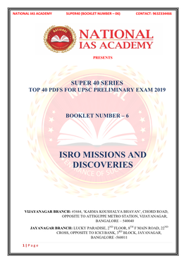 Isro Missions and Discoveries