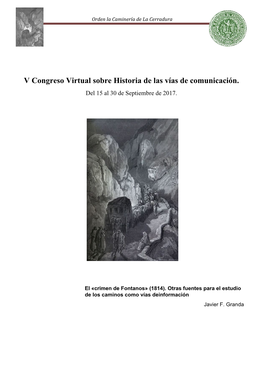 V Congreso Virtual Sobre Historia De Las Vías De Comunicación. Del 15 Al 30 De Septiembre De 2017