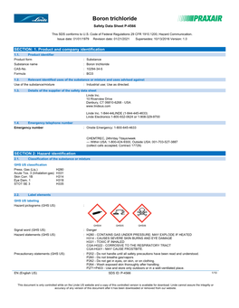 Boron Trichloride Safety Data Sheet