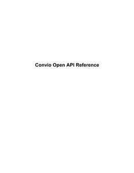 Convio Open API Reference 2 | Convio Open API Reference | TOC