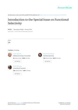 Introduction to the Special Issue on Functional Selectivity