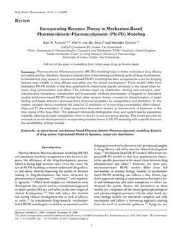 Review Incorporating Receptor Theory in Mechanism-Based Pharmacokinetic-Pharmacodynamic (PK-PD) Modeling