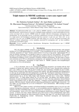 Triple Tumors in MISME Syndrome- a Rare Case Report and Review of Literature