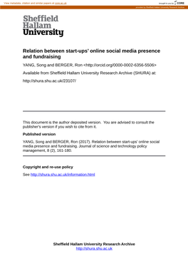 Relation Between Start-Ups' Online Social Media Presence And