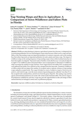 Trap Nesting Wasps and Bees in Agriculture: a Comparison of Sown Wildﬂower and Fallow Plots in Florida