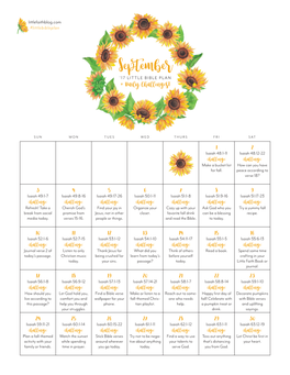 September ’17 LITTLE BIBLE PLAN + Daily Challenges!