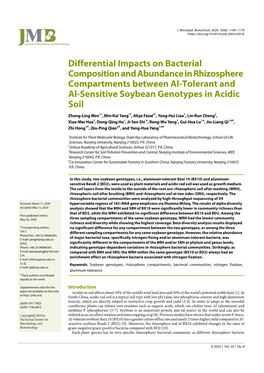 Differential Impacts on Bacterial Composition and Abundance in Rhizosphere Compartments Between Al-Tolerant and Al-Sensitive Soybean Genotypes in Acidic Soil