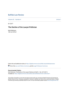 The Decline of the Lawyer-Politician