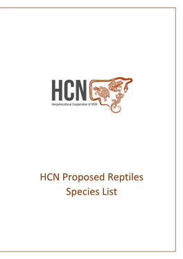 HCN Proposed Reptiles Species List