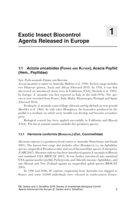 Exotic Insect Biocontrol Agents Released in Europe 11