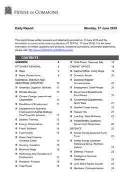 Daily Report Monday, 17 June 2019 CONTENTS