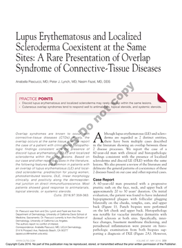 Lupus Erythematosus and Localized Scleroderma Coexistent at the Same Sites: a Rare Presentation of Overlap Syndrome of Connective-Tissue Diseases