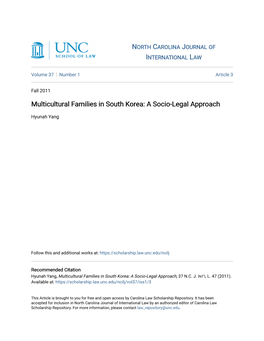 Multicultural Families in South Korea: a Socio-Legal Approach