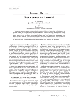 Haptic Perception: a Tutorial