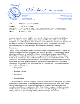 6D Memo on BOH Mayors Against Illegal Gun Initiative