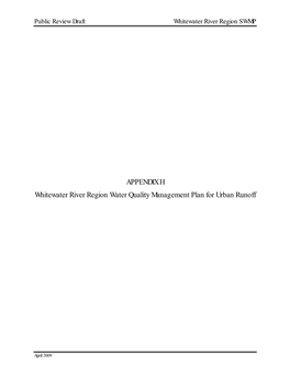 APPENDIX H Whitewater River Region Water Quality Management Plan for Urban Runoff