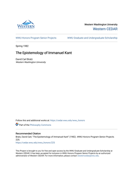 The Epistemology of Immanuel Kant