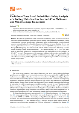 Fault-Event Trees Based Probabilistic Safety Analysis of a Boiling Water Nuclear Reactor’S Core Meltdown and Minor Damage Frequencies