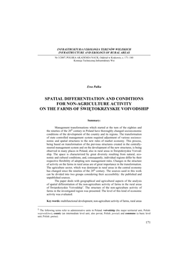 Spatial Differentiation and Conditions for Non-Agriculture Activity on the Farms of Świętokrzyskie Voivodship