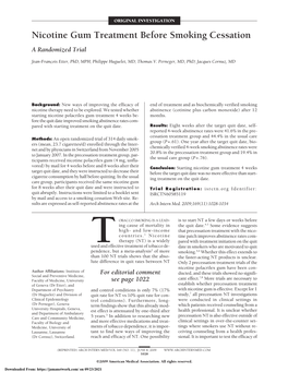 Nicotine Gum Treatment Before Smoking Cessation a Randomized Trial