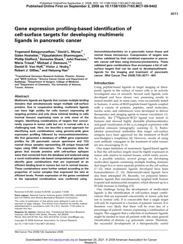 Gene Expression Profiling-Based Identification of Cell-Surface Targets for Developing Multimeric Ligands in Pancreatic Cancer