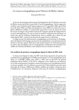 Les Sources Cartographiques Pour L'histoire Du Rhône Valaisan