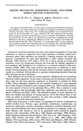 Epizoic Bryozoans, Horseshoe Crabs, and Other Mobile Benthic Substrates