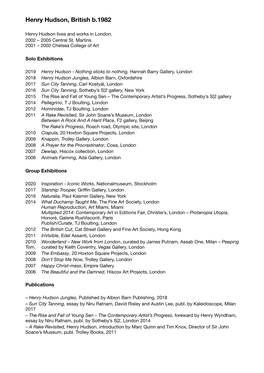 Henry Hudson CV