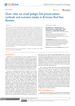 Over View on Small Pelagic Fish Preservation Outlook and Nutrient Intake in Eritrean Red Sea: Review